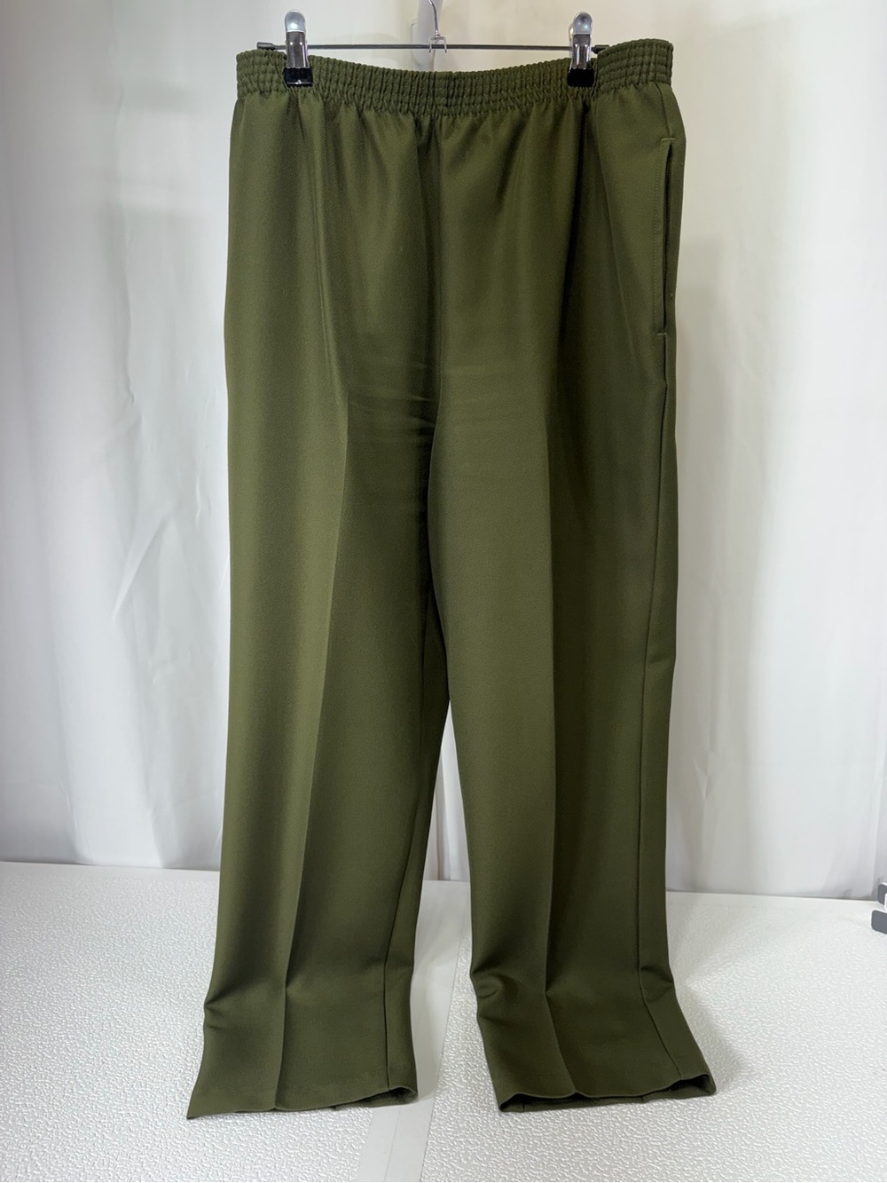 BonWorth Olive Elastic-Waist Straight Trousers 3388